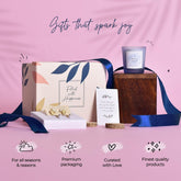 Gleevers Gift Set for Women |Gift Box pack of 2 with Candle (Arabian Wood,60gm) & Yellow Chimes Earring|Birthday Gift,Anniversary Gift, Valentine Gift, Secret Santa Gifts